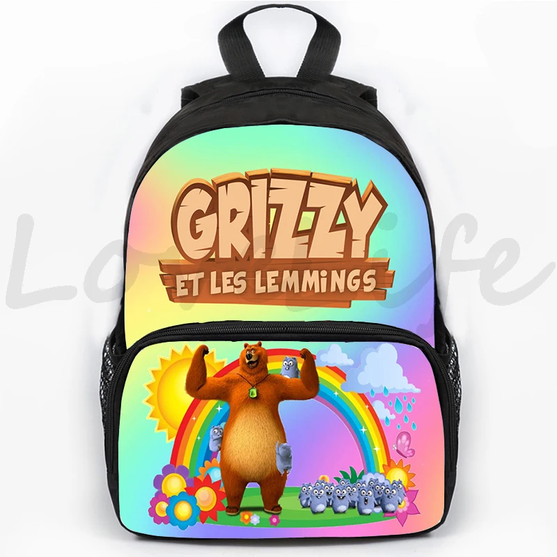 Grizzy And The Lemmings Backpack Girls Boys School Bag Sunlight Grizzly Bear Backpacks Students Cartoon Rucksack Travel Mochila