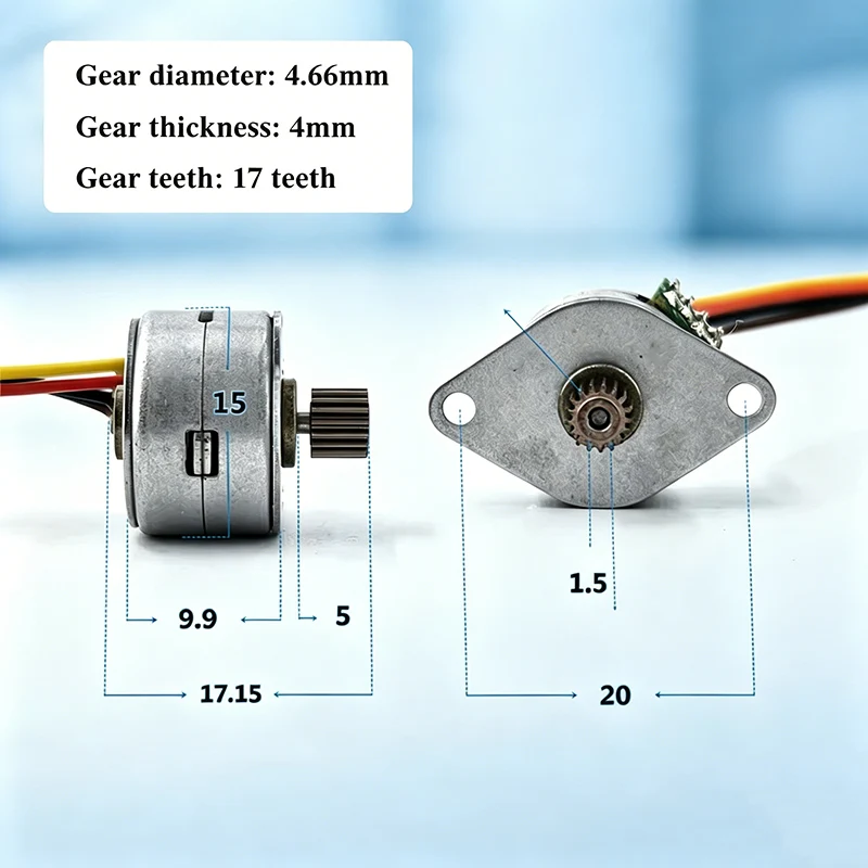 15BY25 Miniature Stepper Motor 15mm round 2-Phase 4-Wire Micro Step with 17T Copper Gear for DIY Camera Equipment