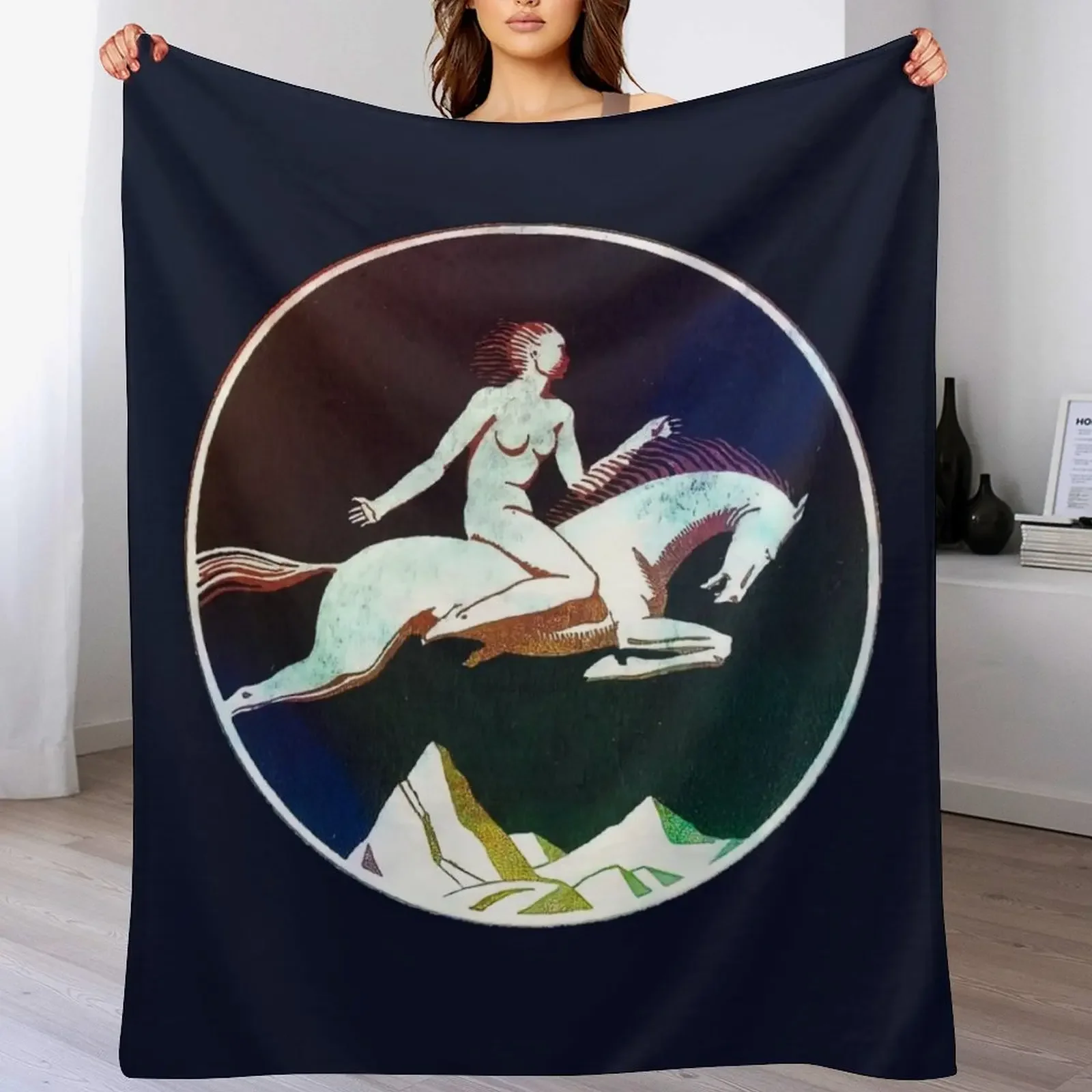 

MIDNIGHT RIDER -COMMISSIONED150 YEARS OLD BY WEALTHY NEW ENGLANDER TO USE AS MARK OF OWNERSHIP FOR HIS BOOKS Throw Blanket