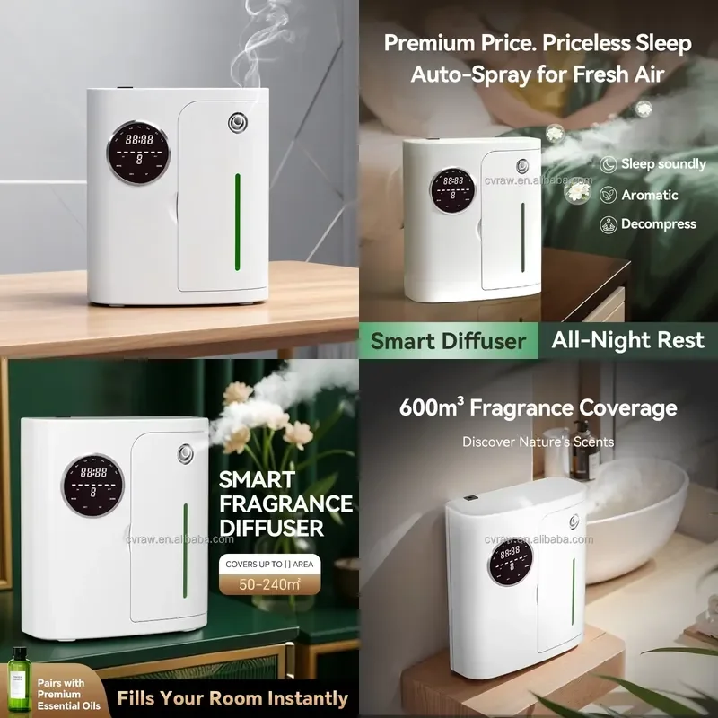 Custom Logo Wall-Mounted Smart Two-Fluid Diffuser - Waterless Plastic Aromatherapy Device for Hotels & Home