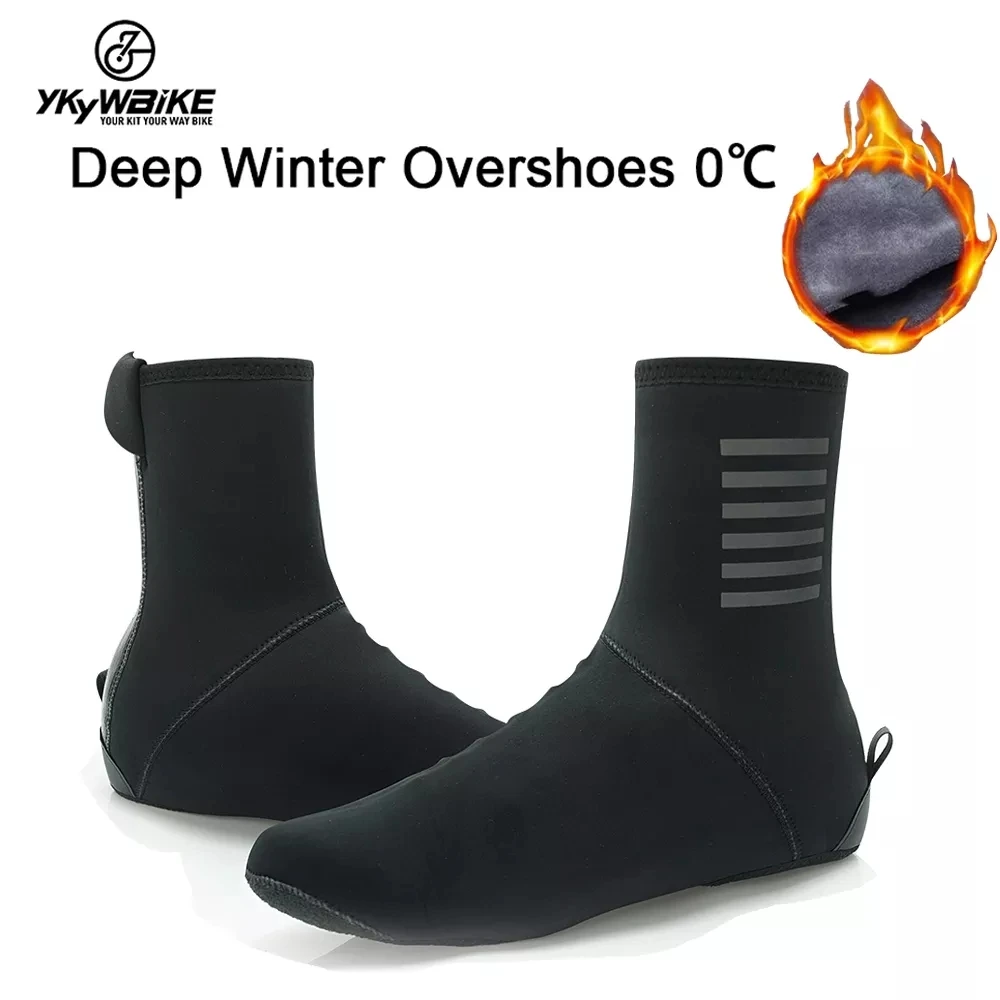 YKYWBIKE  Deep Winter Waterproof Cycling Shoe Cover Reflective Thermal Elastic Rainproof thicker Shoe Cover Cycling Overshoes