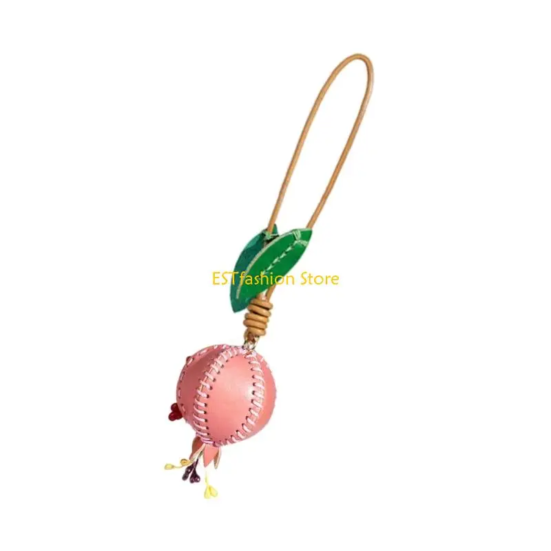 Y5GC Elegant Pomegranate Design Leather Accessory Creative Keychain Pendant Charm for Fashionable Women and Gift Buyers