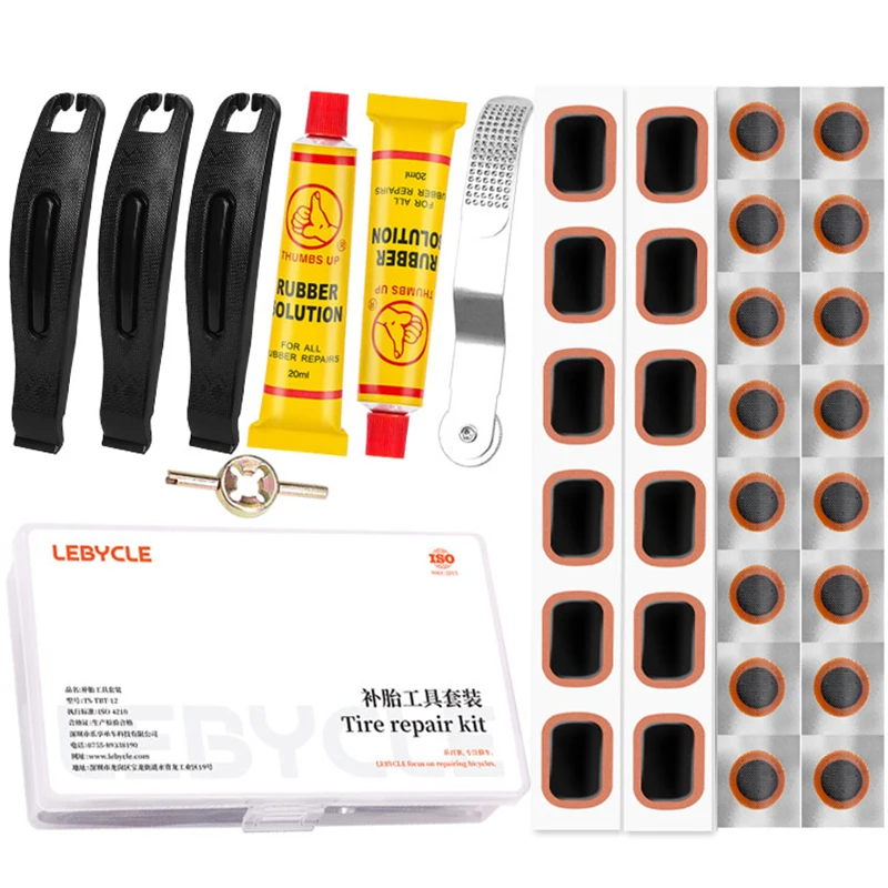 مجموعة أدوات إصلاح ثقب إطارات الدراجة المحمولة من Lebycle ، مجموعة أدوات تصحيح الأنابيب الداخلية للدراجات ، نسخة مطورة