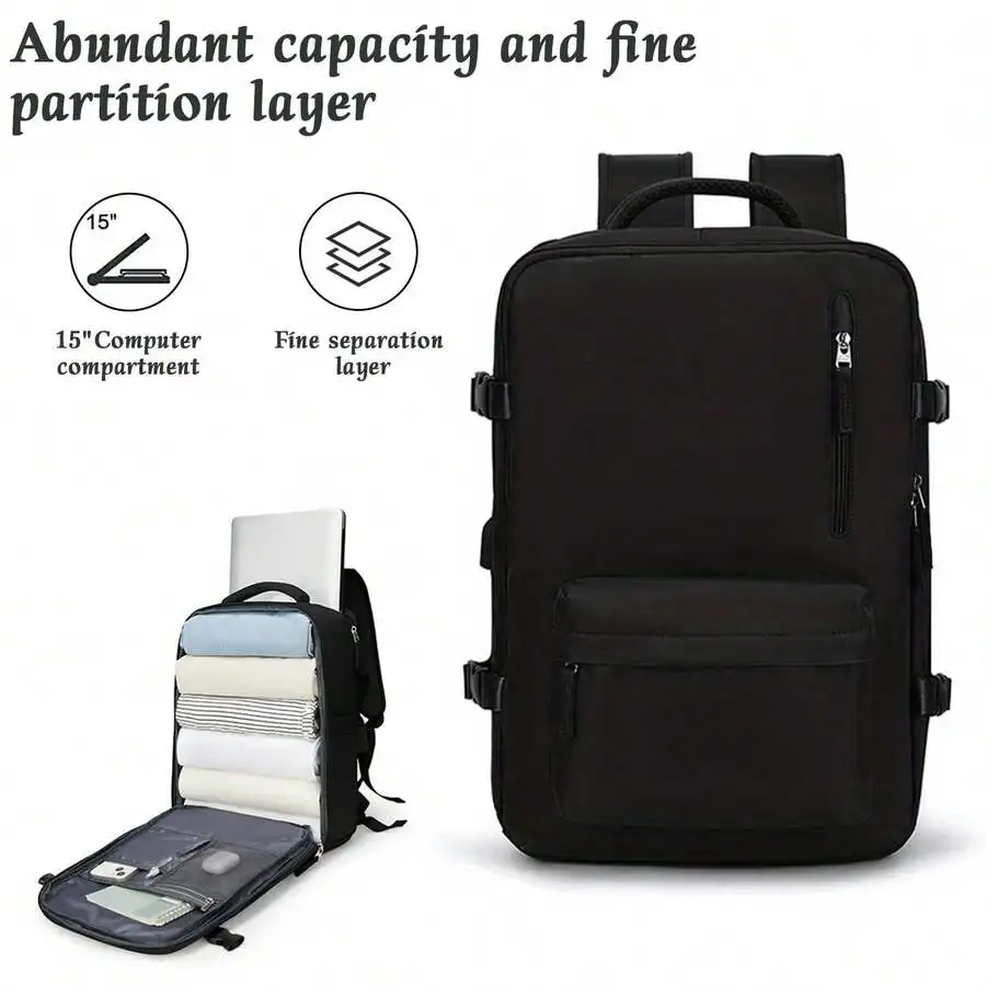 Large Travel Backpack With 17.3 Inch Laptop Compartment, Waterproof Lightweight Carry On Bag For Airplane