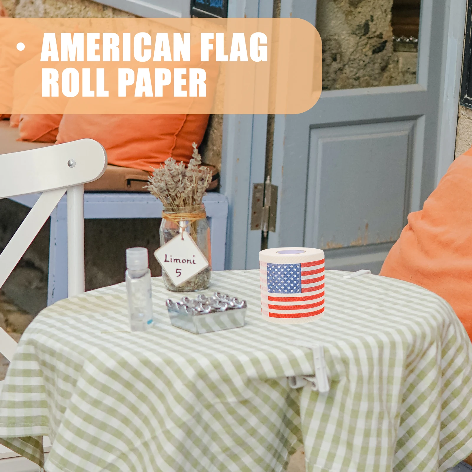 

2 Rolls American Flag Printed Toilet Paper Wood Pulp National Flag Pattern Multipurpose Bathroom Tissue Paper Embossed Design
