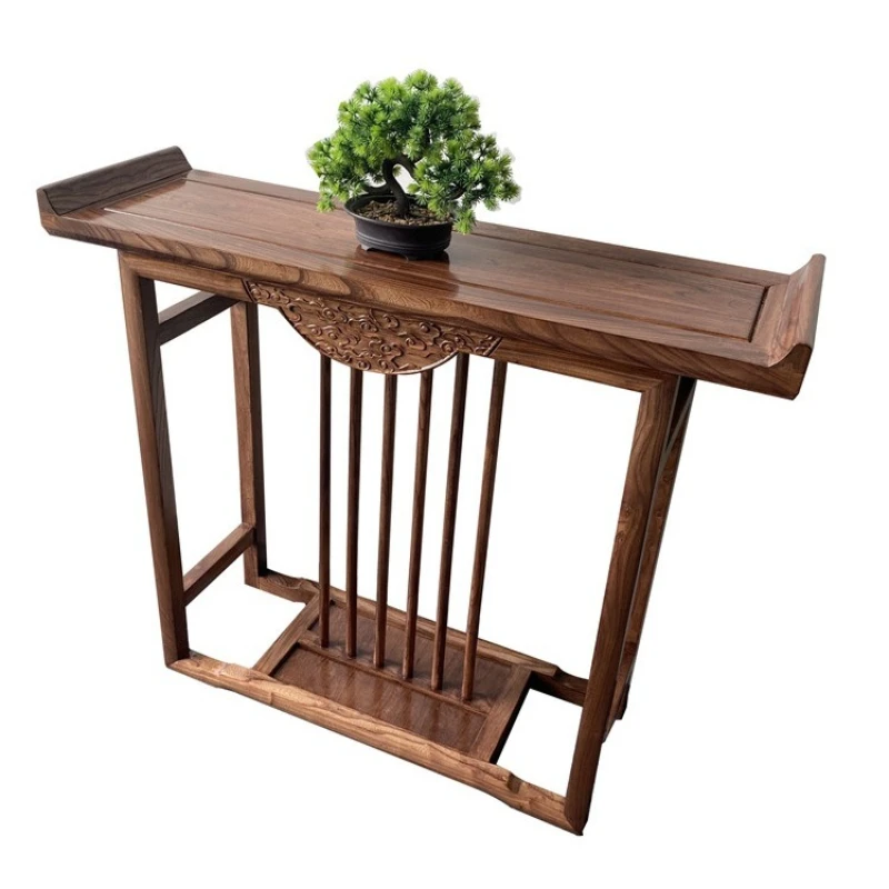 Solid wood entrance table, new Chinese style strip and case table, Zen table, living room light luxury entrance table