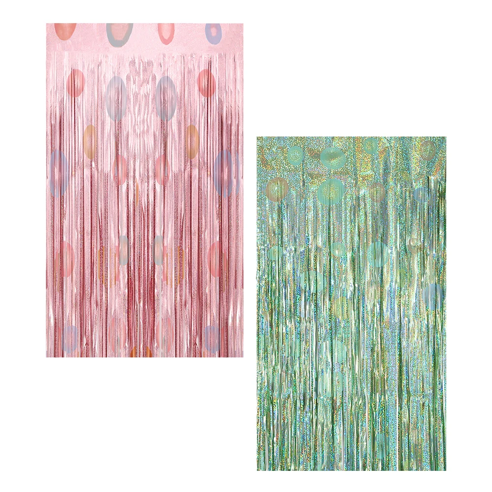 

2Pcs Egg Home Use Easter Background Decoration Metal Foil Hanging Decorative Fringe Backdrop Party Festival Home