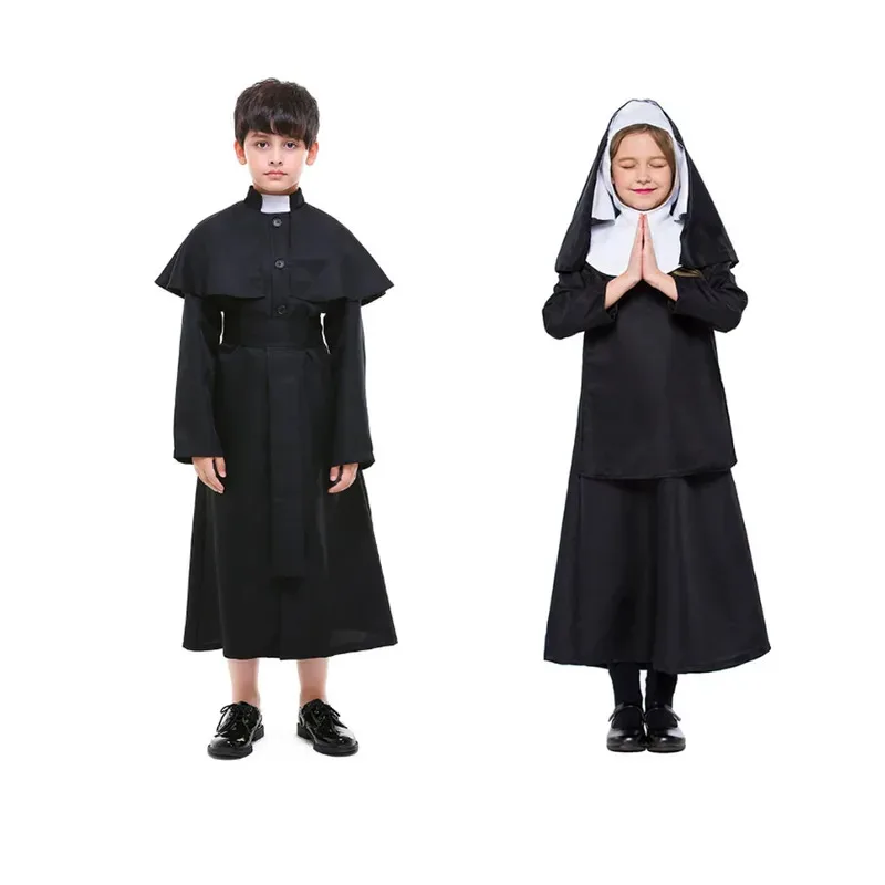 أزياء الأولاد الكاهن للهالوين حتى الأطفال للفتيات أزياء نون التأثيرية للحفلات التنكرية if;3