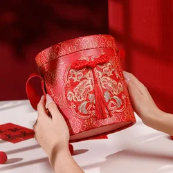 Christmas Supplies Packaging Bag Handle Red Chinese Style Buckle Design New Year Gift Bags Party Wedding Box Candy Boxes