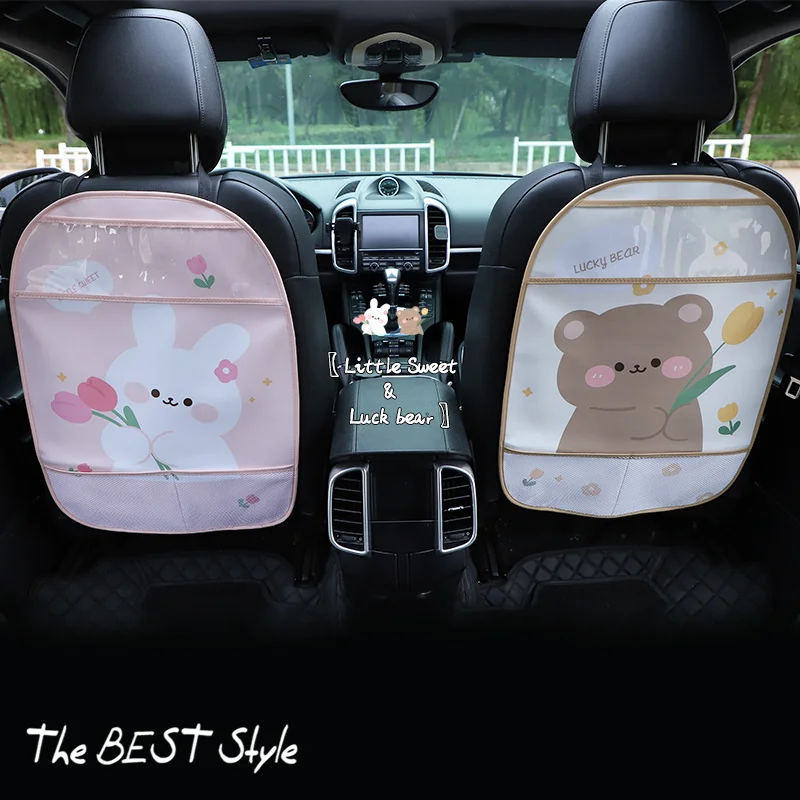 1PC Anti-Child-Kick Pad Car Seat Back Cover Protector for Kids Cartoon Auto Anti Kick Mat with Bag Waterproof Anti Kick Pad