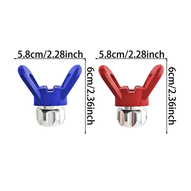 4 Airless Paint Sprayer Nozzle Bases, Airless Spray Gun Assembly Spray Nozzle Tools, Compatible with Airless Sprayer Paint Universal Replacement Parts (Including 2 Red Bases + 2 Blue Bases) image 2
