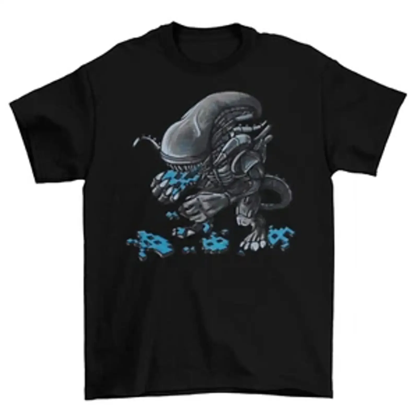 Alien Eating Aliens T Shirt Cotton Adult Space Invaders Halloween New vintage Washed homme Slightly Comfortable fashion