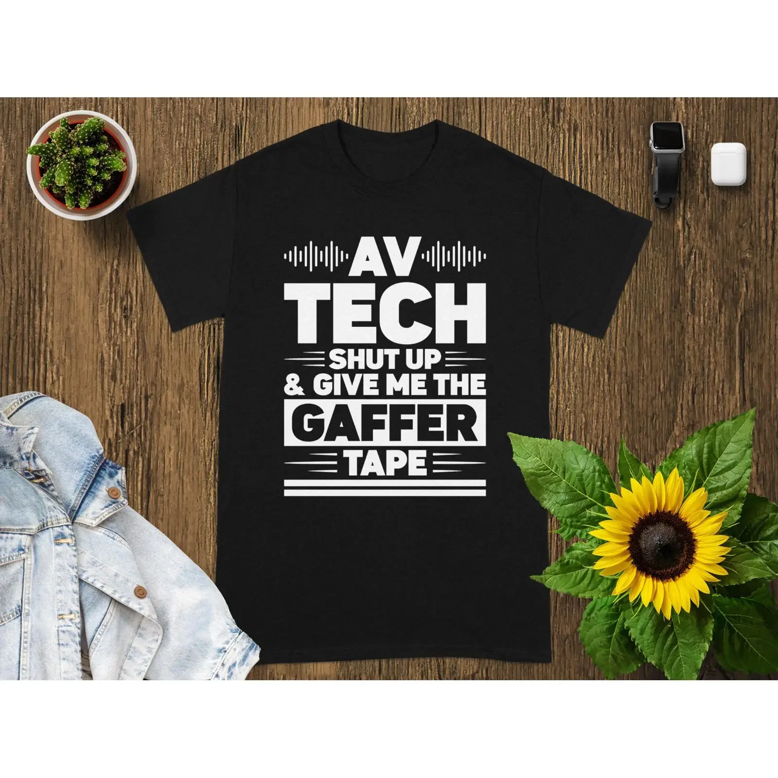 AV Tech T Shirt Audio Visual Technician Sound Engineer Live Event Crew vintage Washed Versatile Stylish Breathable homme Unisex