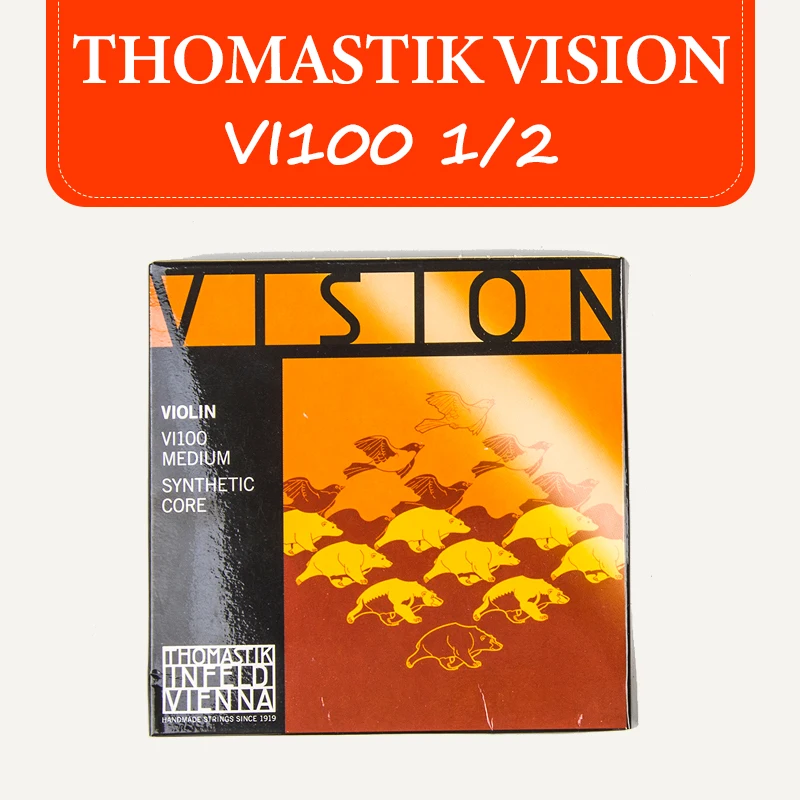 Thomastik-Infeld VISION Vioolsnarenset VI100 Synthetische kern Aluminium/zilverwikkeling Medium spanning 4/4-1/4 maten beschikbaar