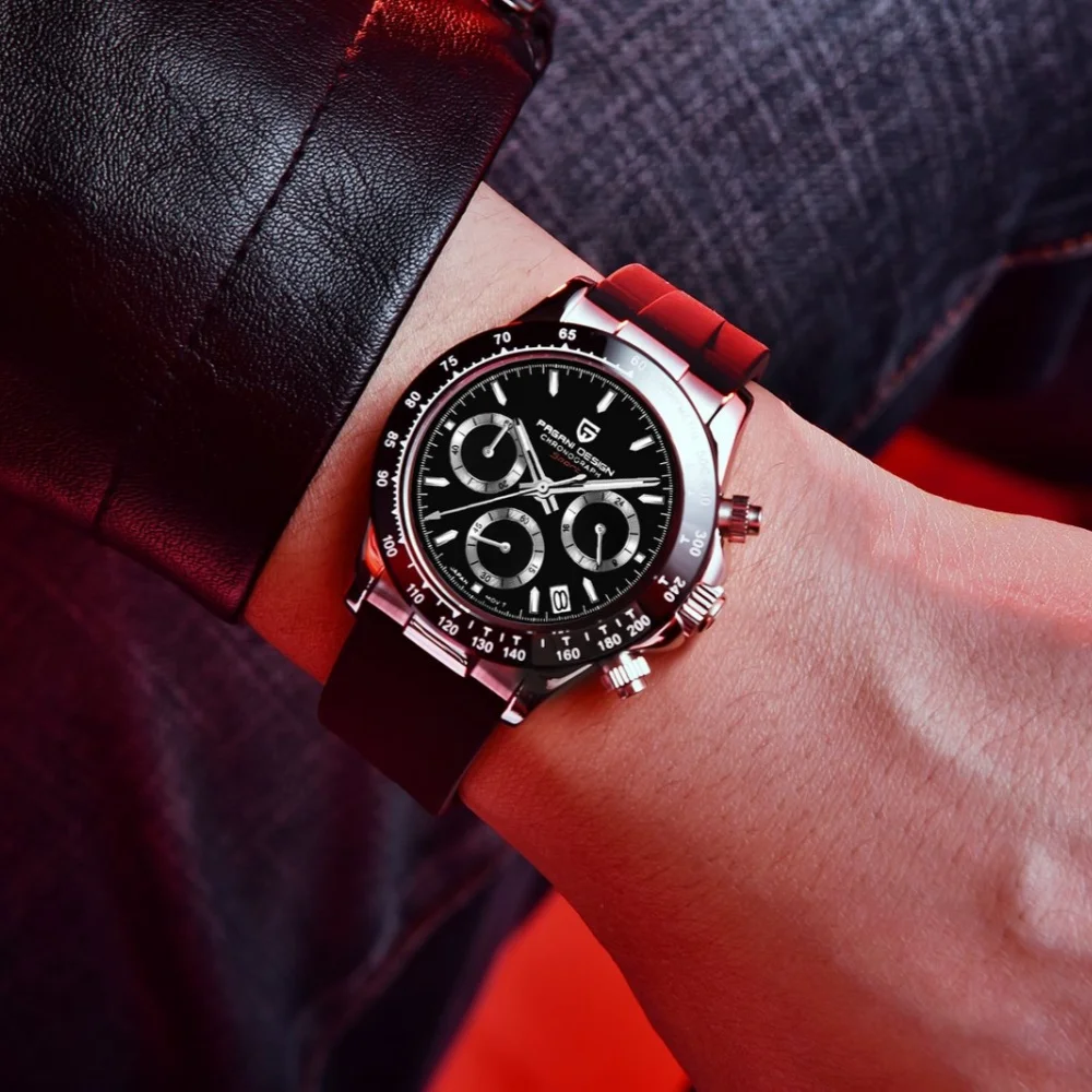 Original New PAGANI DESIGN PD-1664 / PD-1644 Japan VK63 Movt Quartz Wristwatches Sapphire Waterproof Chronograph Reloj Hombre
