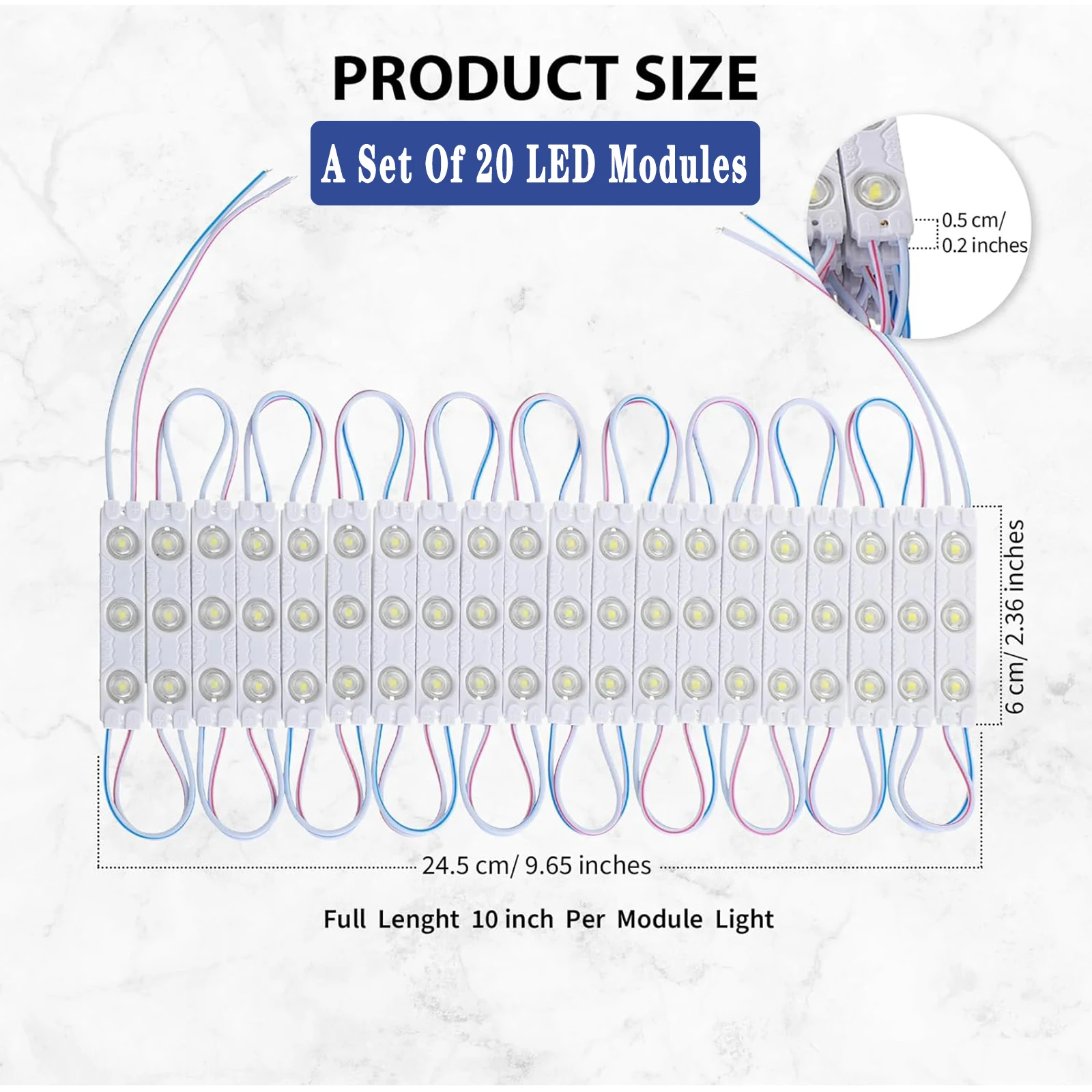 20 sztuk moduł Led znak świetlny Dc 12v podświetlenie 2835 SMD wodoodporne oświetlenie dekoracyjne do reklam listowych z taśmą klejącą