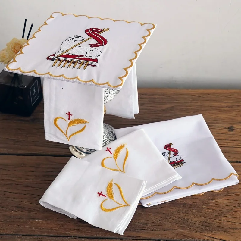 

Embroidered Holy Grail Altar Pall Mass Mat Corporal Purificator Hand Towel Altar Communion Catholic Church Supplies