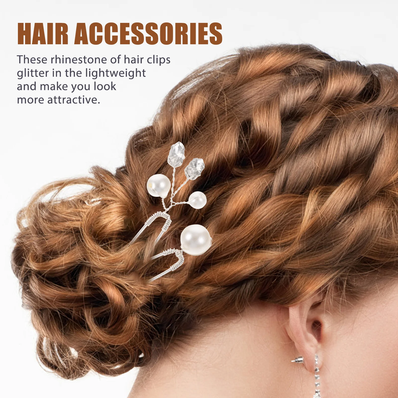 6 قطع الزفاف حجر الراين اللؤلؤ دبوس الشعر مجموعة الزفاف إكسسوارات الشعر خوذة الزفاف للنساء وصيفه الشرف العروس مقاطع الشعر #6