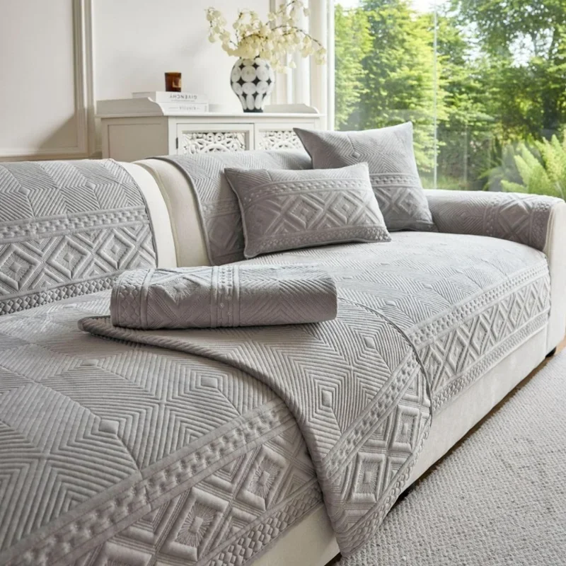 Short Plush Sofa Cover Non-Slip Winter Warm Sofa Cushion Mat L Shape Solid Couch Towel for Living Room Protector Fundas De Sofa