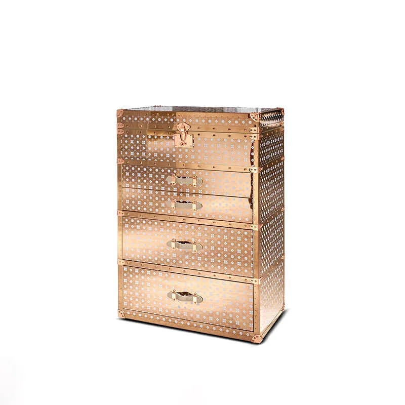 

Italian light luxury stainless steel chest Italian high-end hard box floor jewelry jewelry cabinet