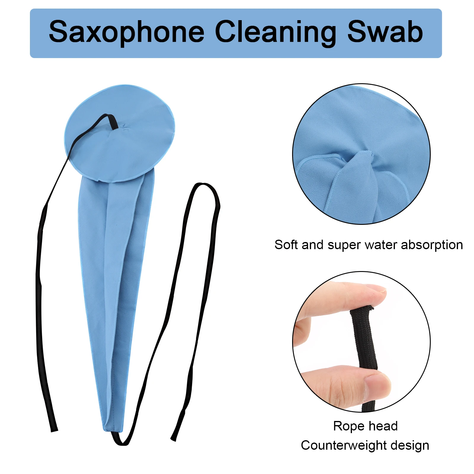 Microfiber Saxophone Inner Chamber Cleaning Cloth for Clarinet / Horn / Sax Winds Instruments, Maintenances Care Cleaning Coth