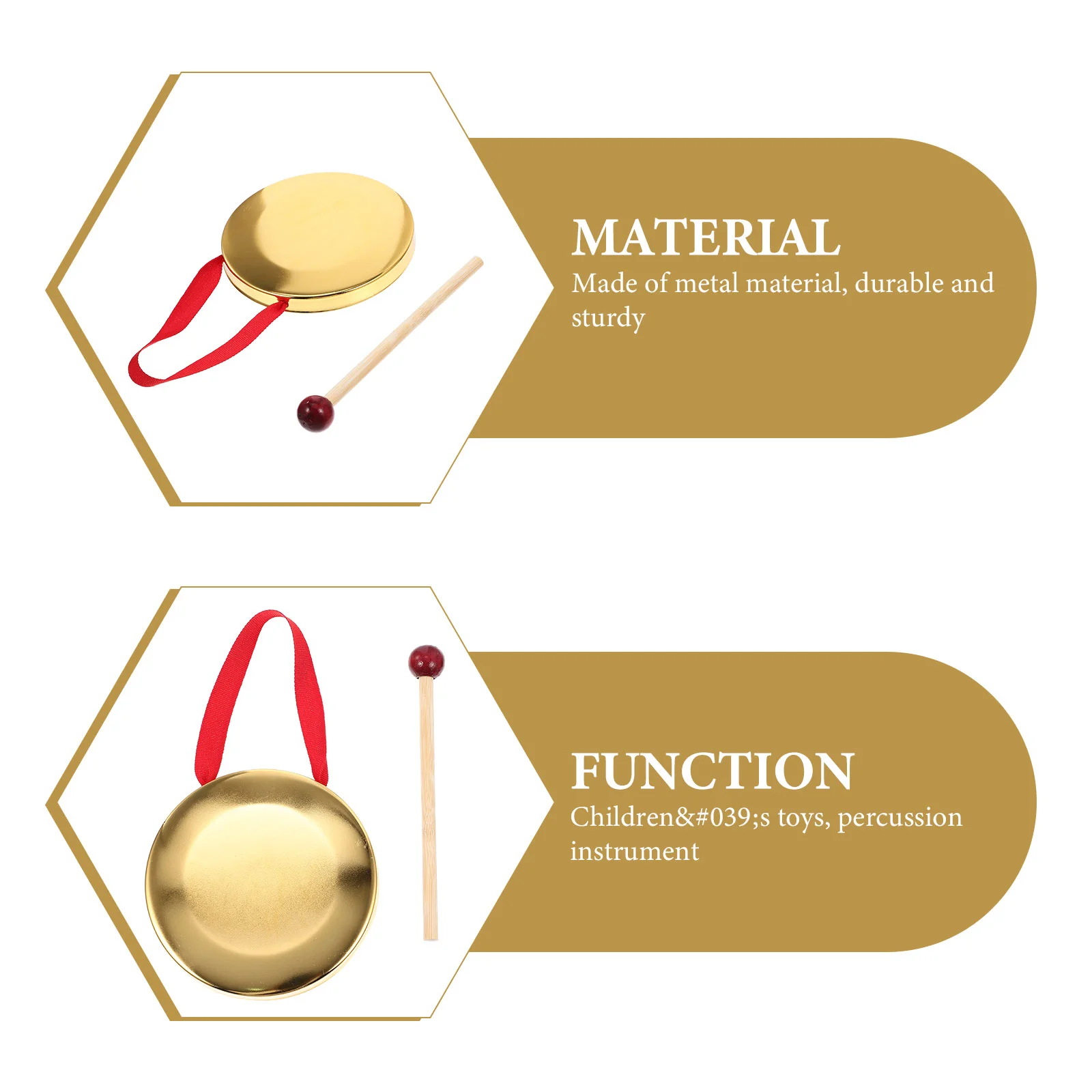 

Percussion Instrument Week Cymbal Portable Gong Toy Party Supply Instruments with Hammer Hand Held Musical