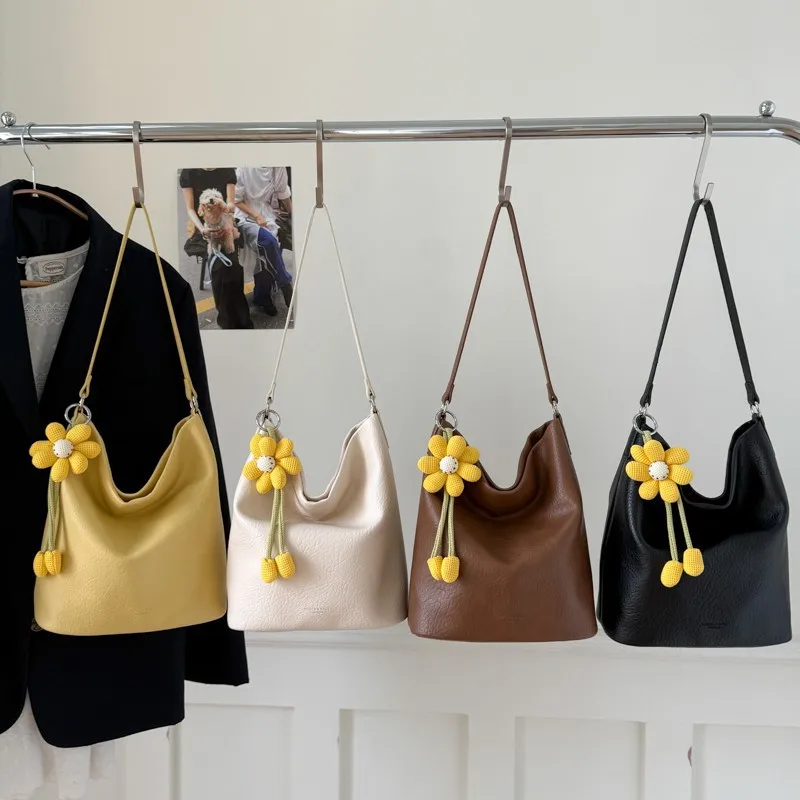 

2025 Новая женская сумка-ведро большой вместимости - модная, универсальная сумка через плечо для покупок, фотографии, портативная женская сумка