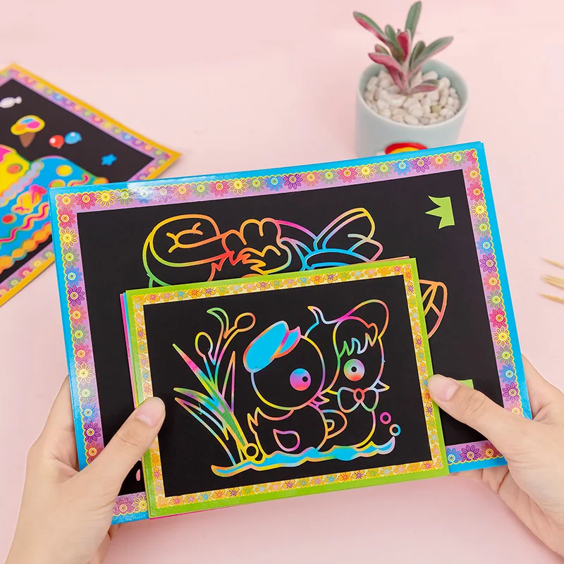 10/20 stücke Scratch Malerei Spielzeug Kinder DIY Handgemachte Kunst Cartoon-Muster Brillante Farben Zeichnung Spielzeug Kinder Geburtstag Geschenk TMZ