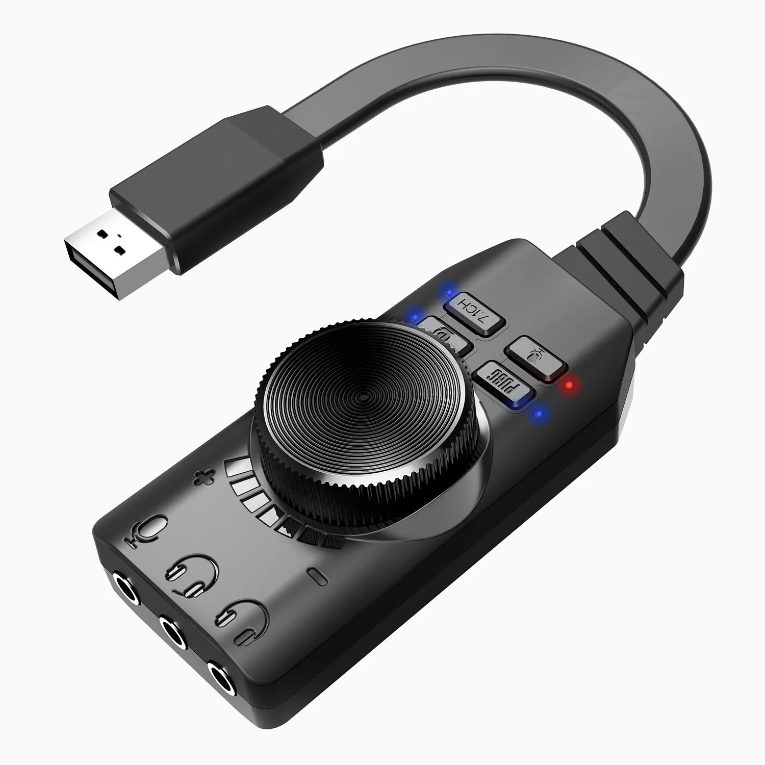 3.5mm 7.1 Channel USB Adapter External Sound Card for PUBG Gaming External Audio Card Plug and Play For Computer Game PC Laptop