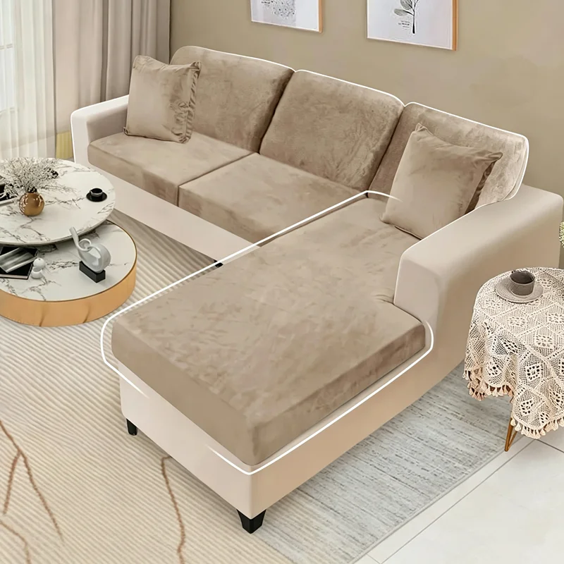 1 PC Stretch Velvet Super Soft Sofa Cushion Cover Sofa Slipcover Non-Slip Sofa Cushion Cover for Living Room Office Home Decor