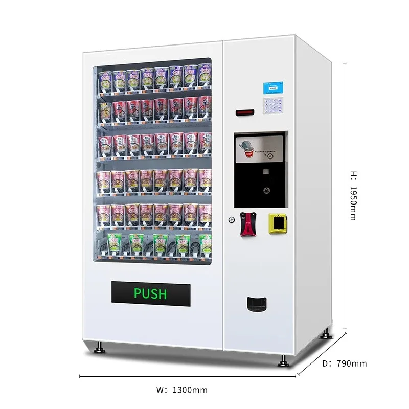 

Vending Machine With Hot Water Fast Food 21.5 Inch Touch Screen Cash Coin And Card Reader Cup Noodle Vending Machine