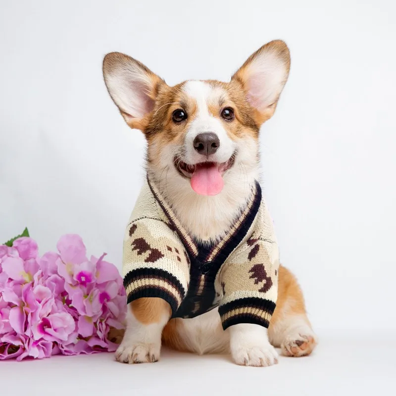 Pet Dog Sweater for Small Medium Dogs Puppy Cat Bear Pattern Cardigan Coat Chihuahua Yorkshire Clothes Outfit Dog Costume