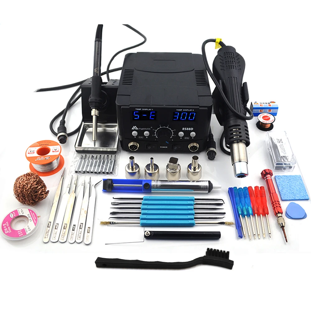 Built in high-power transformer Double digital 2 IN 1 800W Hot Air Gun 8588D Soldering Station Soldering Iron Hot air station