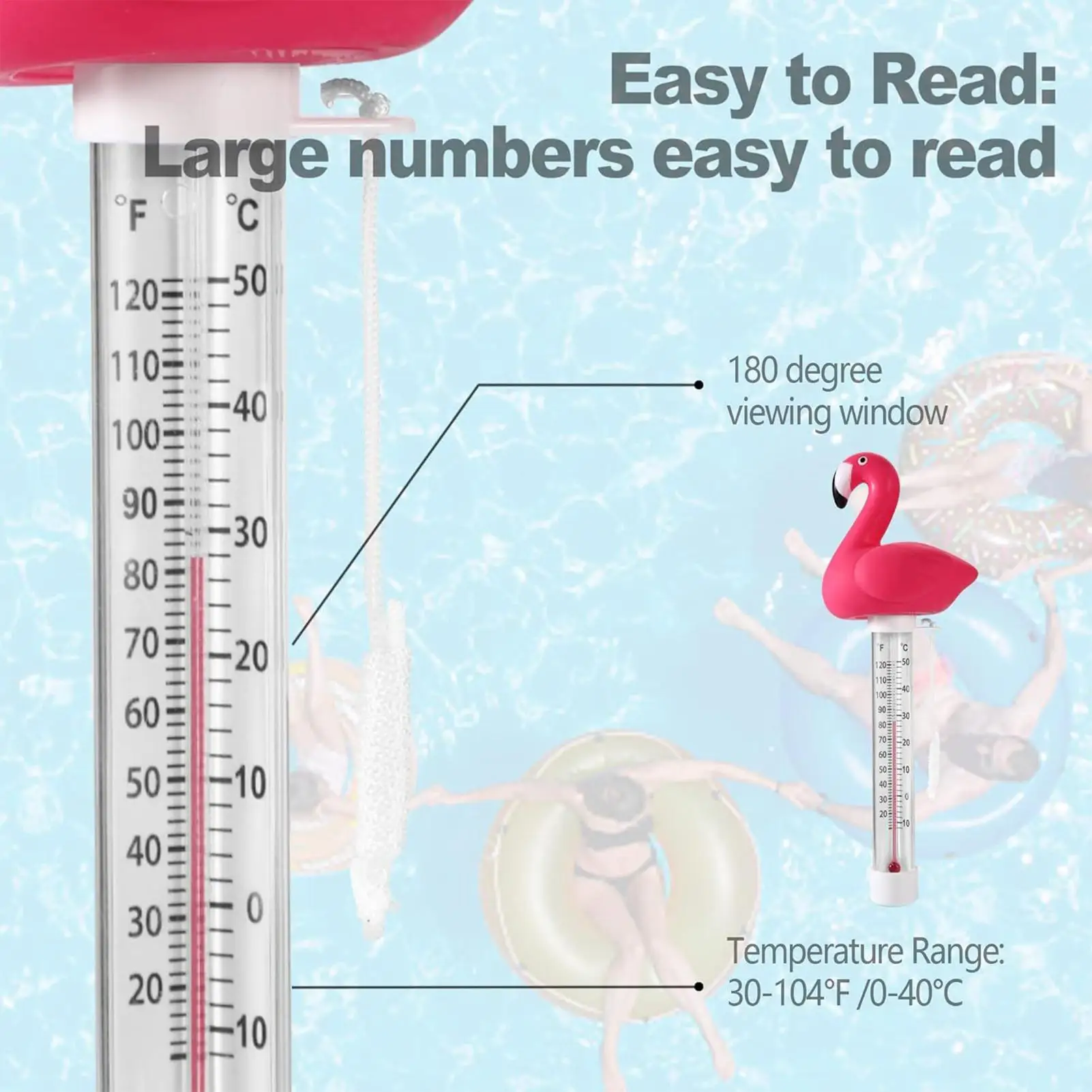 مقياس حرارة حمام السباحة العائم مقياس درجة حرارة حمام السباحة مقياس درجة الحرارة سبا شاشة كبيرة سهلة القراءة الاستشعار مراقبة شكل الحيوان #4