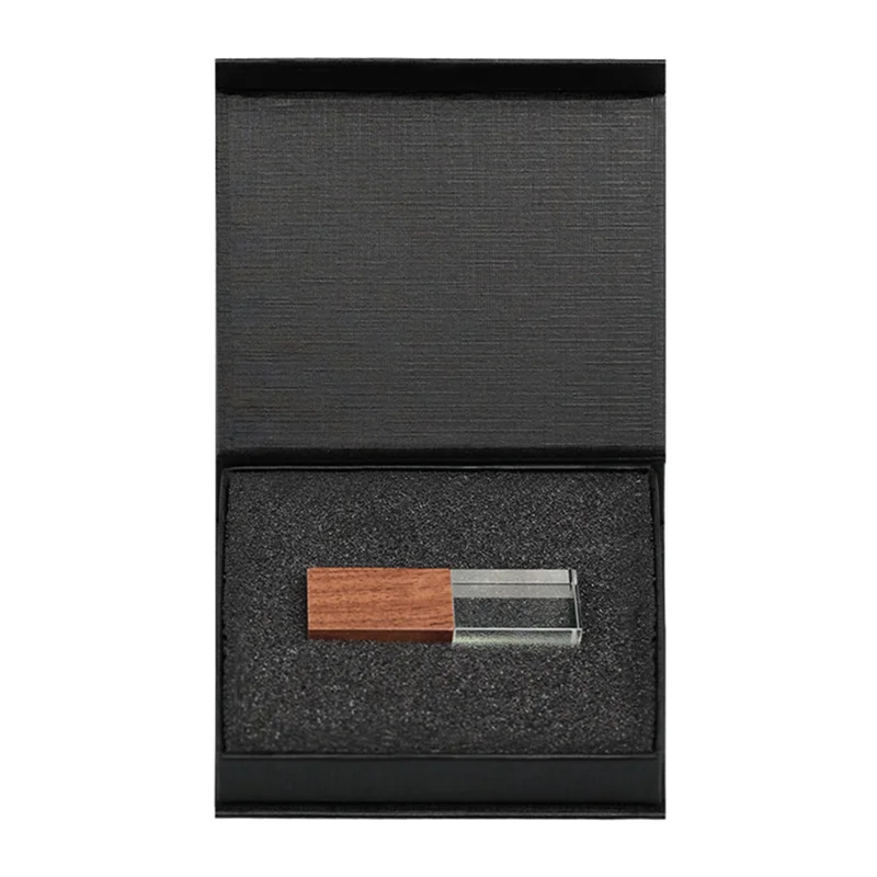 Бесплатная доставка, высокоскоростной флеш-накопитель usb с деревянным кристаллом и логотипом на заказ, 8 ГБ, 16 ГБ, 32 ГБ, 64 ГБ, в черной подарочной коробке