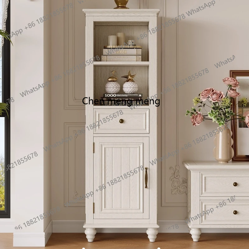 

French Cream Style Side Cabinet for Home Living Room Storage American White Wine Cabinet Storage Cabinet