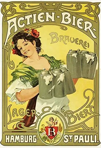 Hamburg St. Pauli Actien Bier Brewery Wall Decoration Tin Metal Sign  in