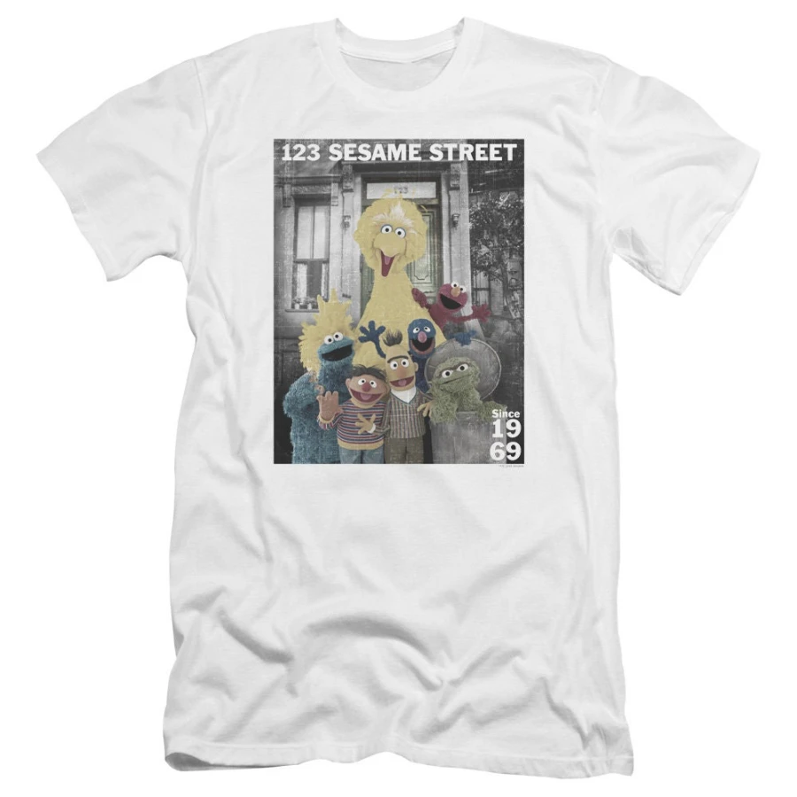 Sesame Street 123 T-Shirt: Adult Licensed TV Show Design Women's Vintage Breathable Tee Streetwear Oversized