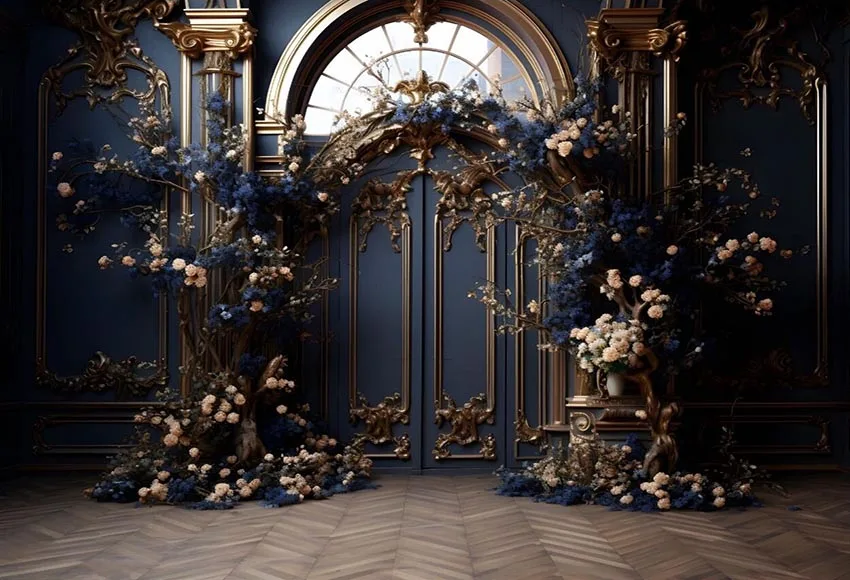 Mehofond Photography Background Luxury Blue Baroque Room Adult Birthday Wedding Maternity Portrait Decor Backdrop Photo Studio