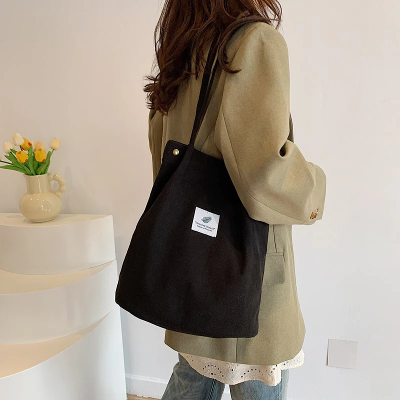 Women's Shoulder Bag Fashion Versatile Corduroy Large Capacity Portable Shopper Totes Female's Casual Travel Handbag image 3