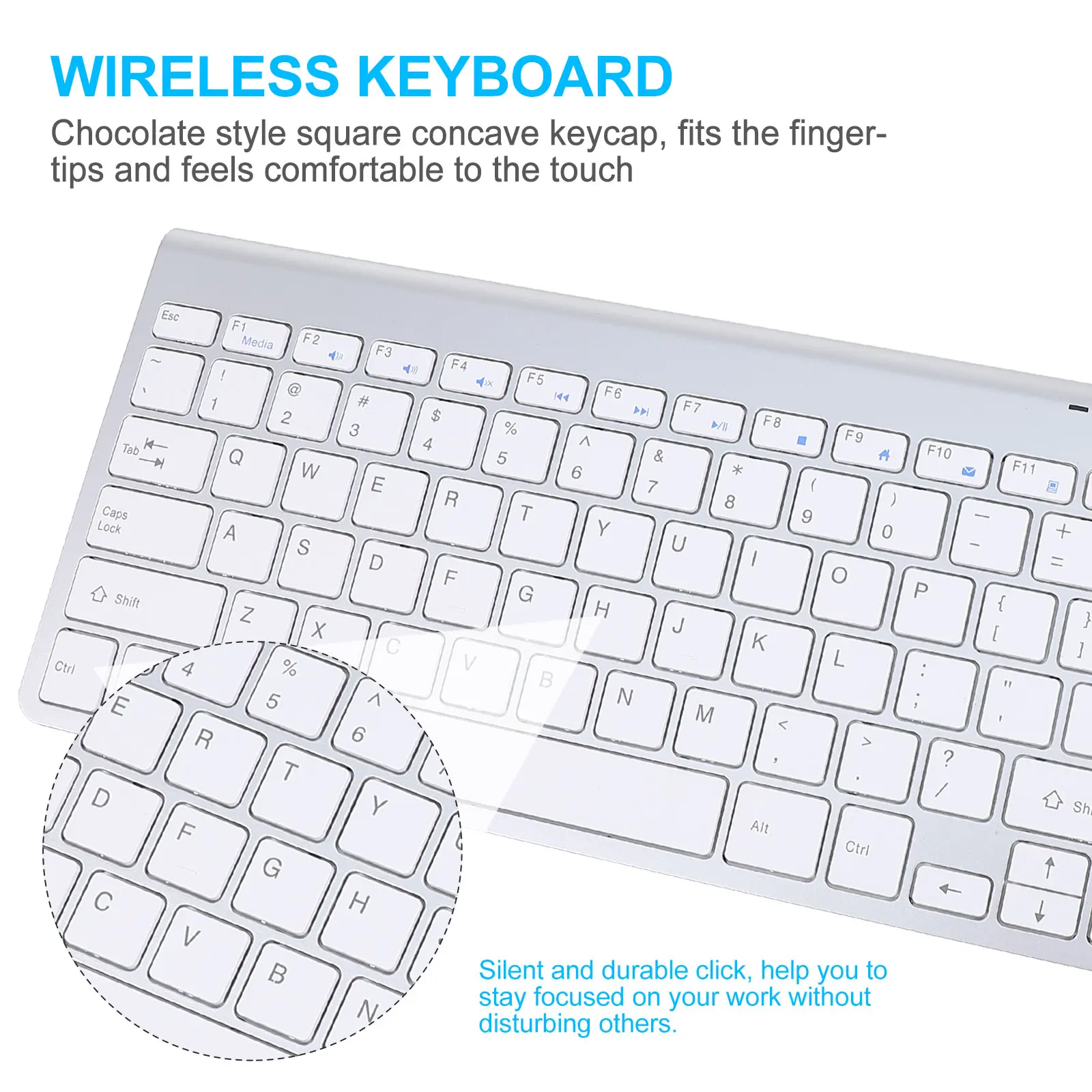 

1 set Wireless Keyboard Mouse Combo 1 Set Ultra-Thin Portable 2.4G 8M Transmission Silent Chocolate Keycap Fn Key For Laptop Pc