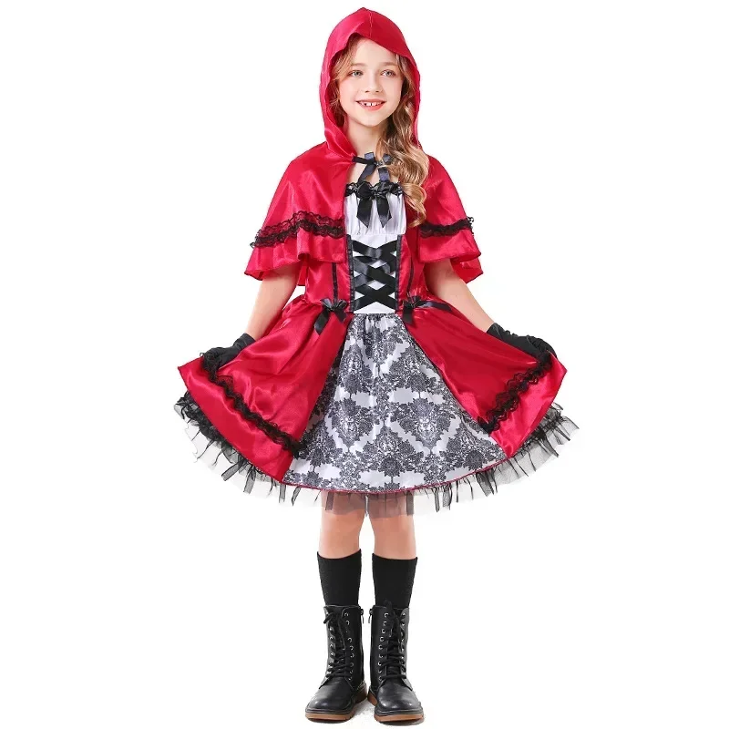 

Children's Little Red Riding Hood Cosplay Dress Girls Fairy Tale Stage Costume
