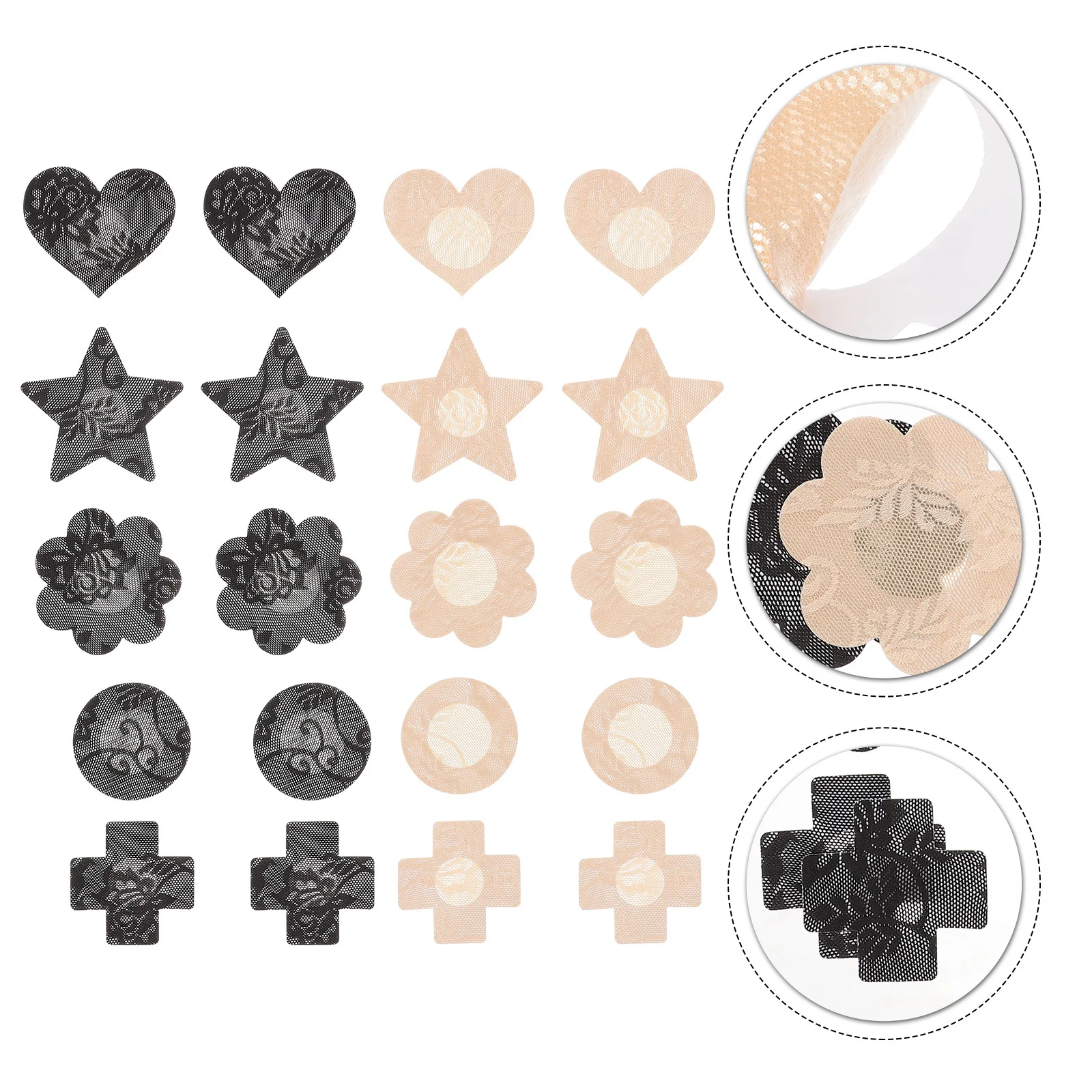 10Pairs Adhesive Breast Pasties Floral Lace Pasties for Strapless Backless Swimwear Wedding Dress Covers Invisible Breast