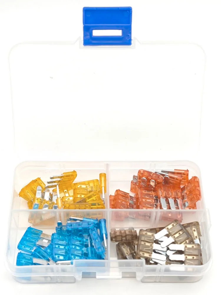 60-teiliges Micro3-Sicherungs-Set, ATL-Flachsicherungen-Sortiment, 3-polige Mikro-Flachsicherungen, Ersatz 5A 7,5A 10A 15A mit Ausziehwerkzeug – Detail 2