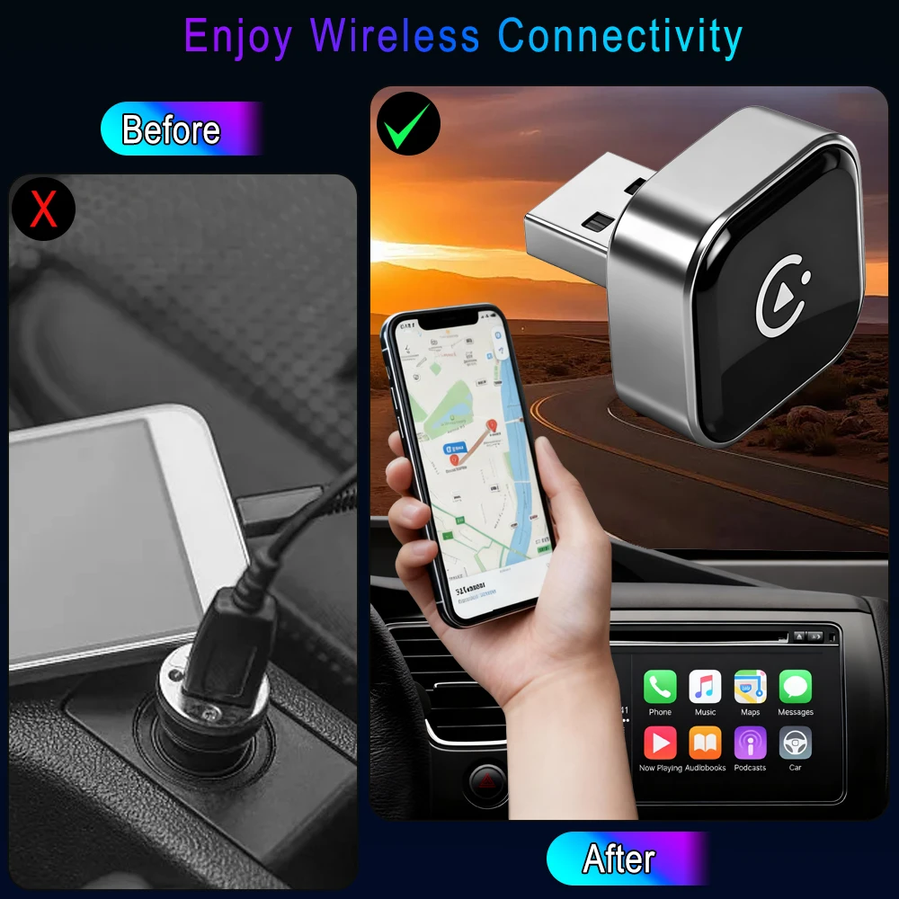 Mini Wireless 2 in1 Carplay Adapter only For OEM Car Built in Wired-Carplay Android Auto USB Dongle New Auto Wireless Adapter