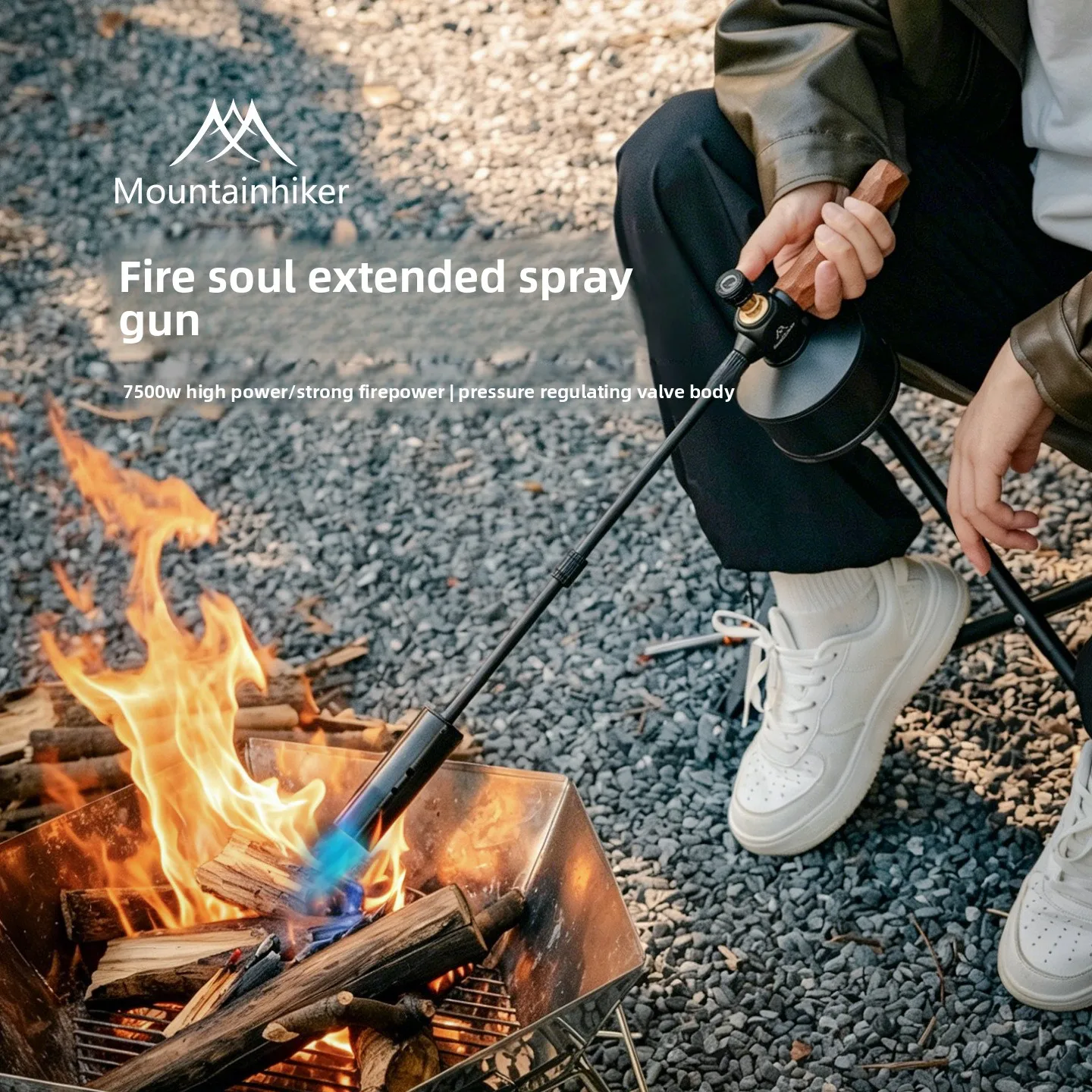 Real Wood Handle Extended Outdoor Camping Butane Torch High Altitude Fire Igniter for Pig Hair Burning and Lighting Fires