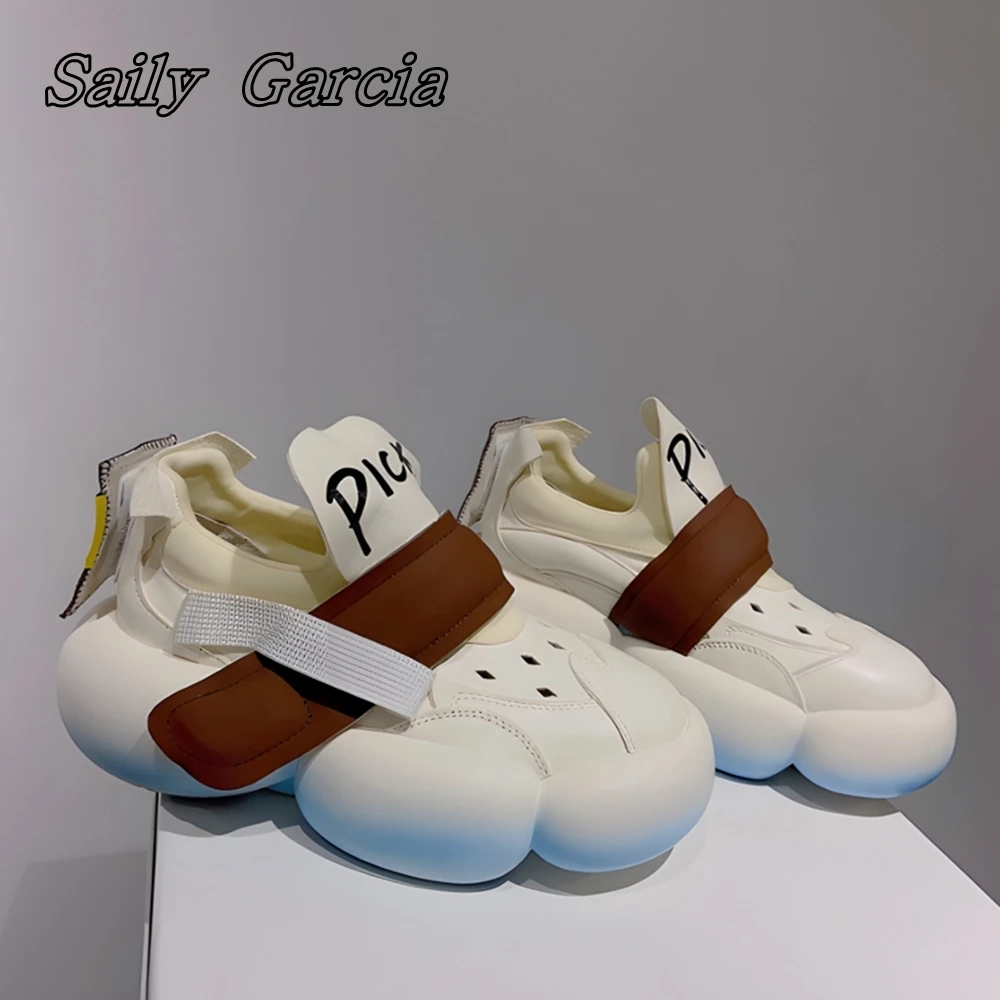 Round Toe Gradient ColorThick Bottom Women Sandals 2023 New Year Wild Mixed Color Bread Shoes wheel bottom Cool Girl Style Shoes image 3
