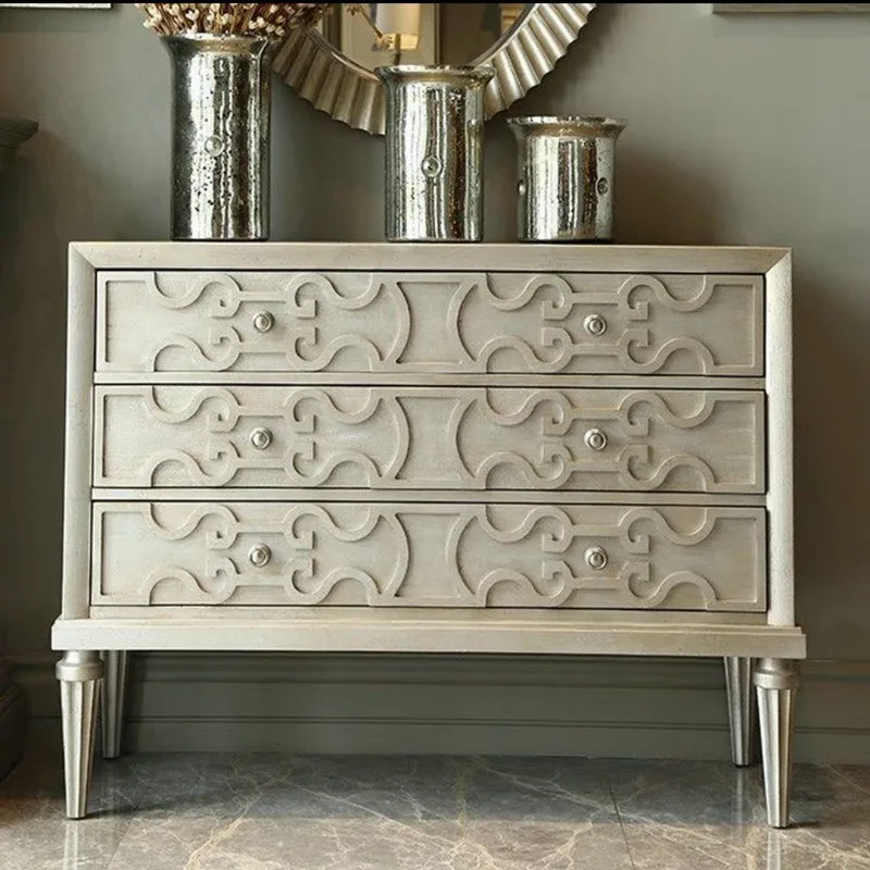 خزانة باب فاخرة أمريكية خفيفة لغرفة المعيشة من الخشب الصلب بثلاث دلو لتزيين قاعة المدخل #3