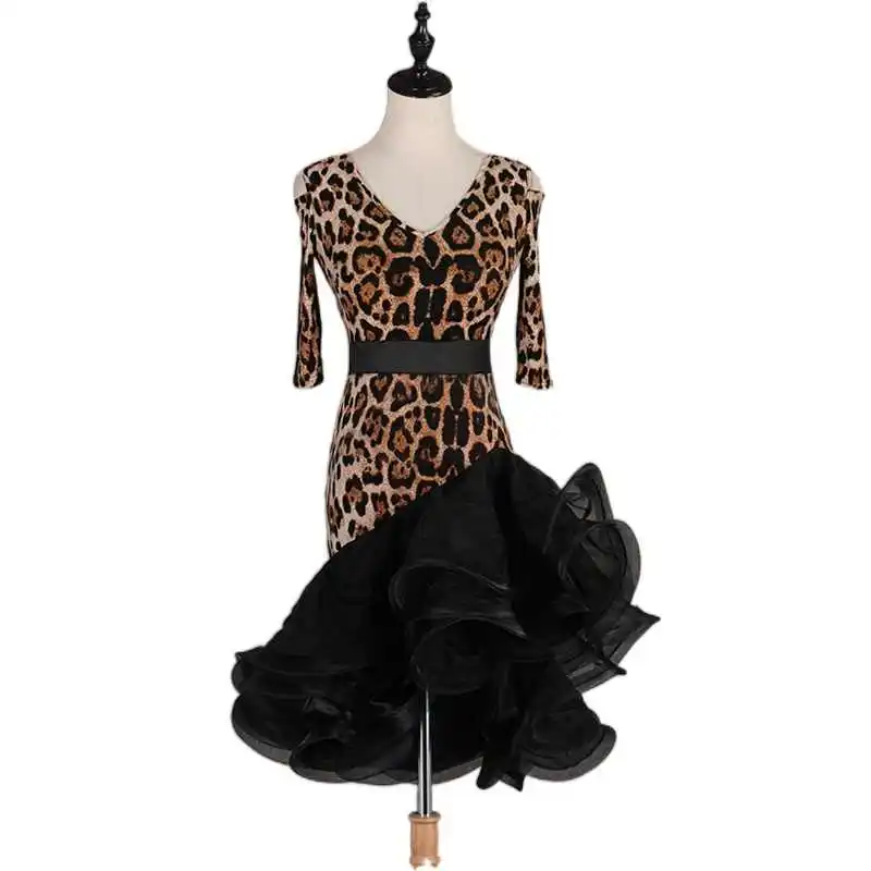 

Latin Dance Dress Ballroom Practice Wear Line Suit Prom Costume Ladies Clothes Women Short Skirt Girls Kids Samba Customized XXL