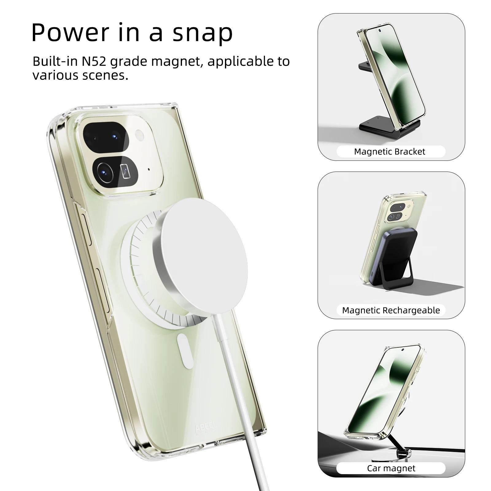 

For Google Pixel Fold 10 Pro Fold Case Protective Clear Magsafe Anti-Scrach Shell Back Cover